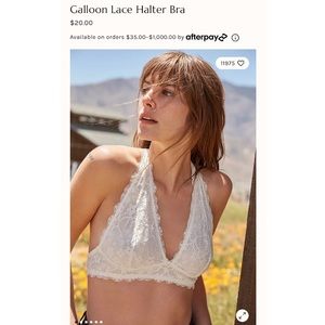 Free People Ivory Galloon Lace Halter Bralette